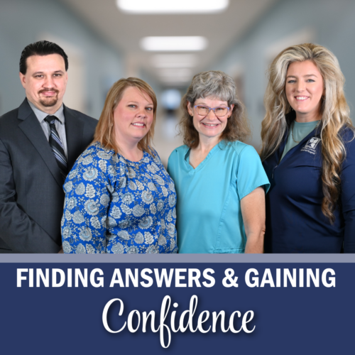 Pictured: Isaiah Steffen, MD (Melissa's Primary Care Provider), Mandy Lohrum (Hospital Foundation Director), Melissa Blasczak, Liz McCoy (Marketing & Communications Manager)