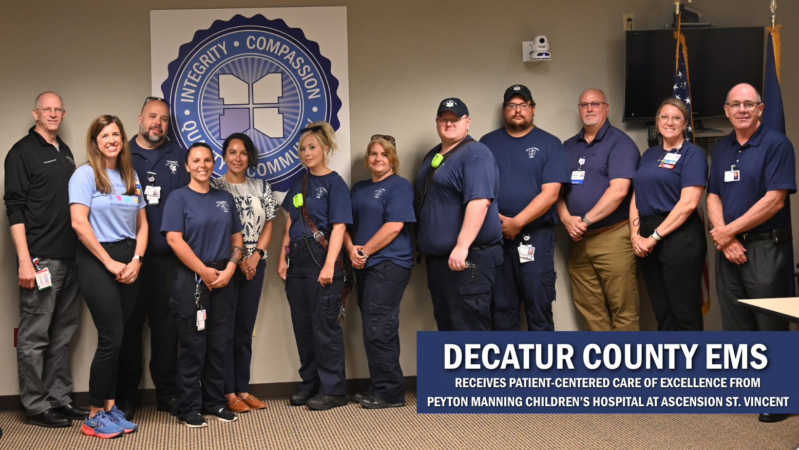 Brett Engbrecht, PMCH Pediatric Trauma Medical Director | Abby Adkins, PMCH Pediatric Trauma Program Manager | Matt Myers, DCEMS Manager | Krysten Lux, DCEMS | Kristol Hadler, DCMH Director Outpatient Services | Rachael Lindsay, DCEMS | Amanda Eden, DCEMS | Sean Bacha, DCEMS | Anthony Roell, DCEMS | Bridget Bundy, PMCH Pediatric Trauma PI Coordinator | David Ebert, PMCH Relations Manager | DCMH President/CEO Rex McKinney